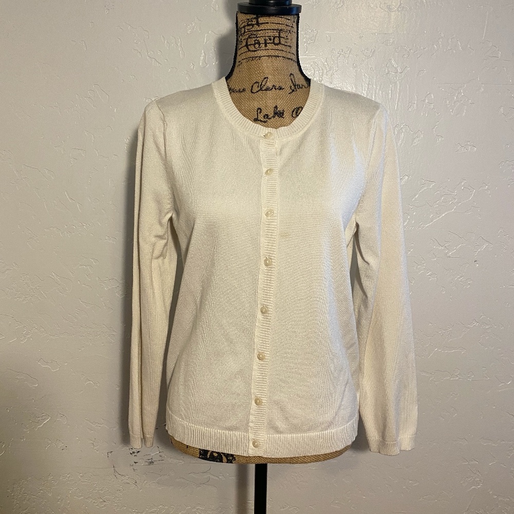 Kasper Button Front Sweater, Size Medium. - image 1